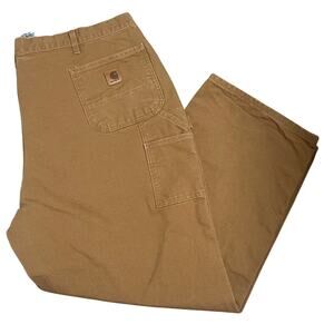 Carhartt Cotton Duck Carpenter Pants Size 46x32 Loose Original Fit Brown B11